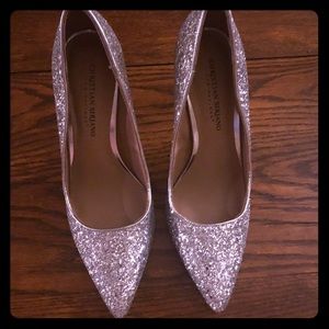Fun silver glitter heels by Christian Siriano